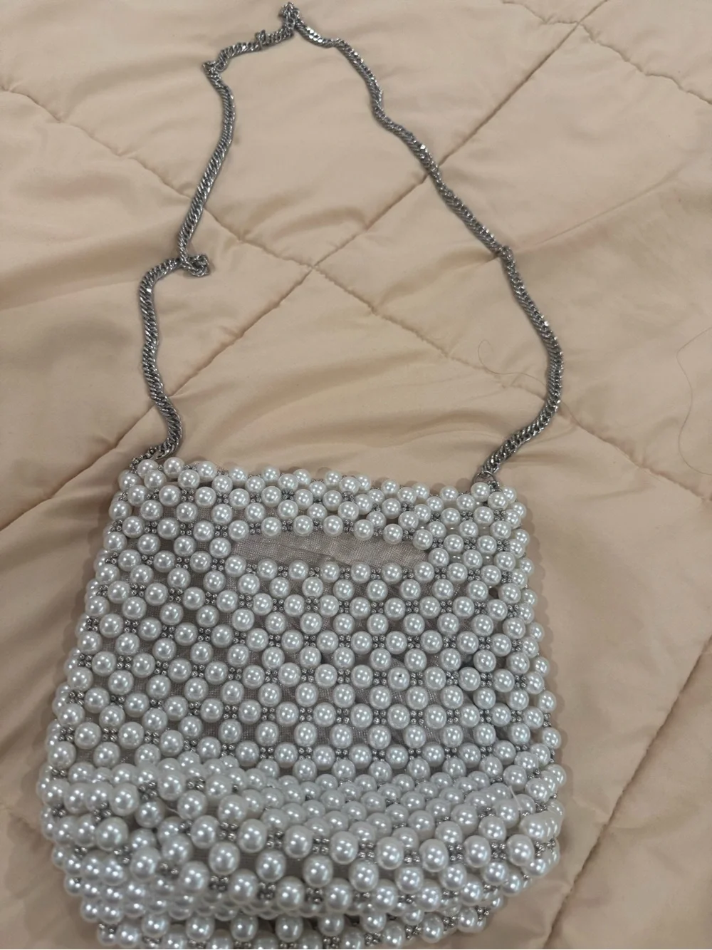 Pearl Beaded Crossbody Bag - Ivory